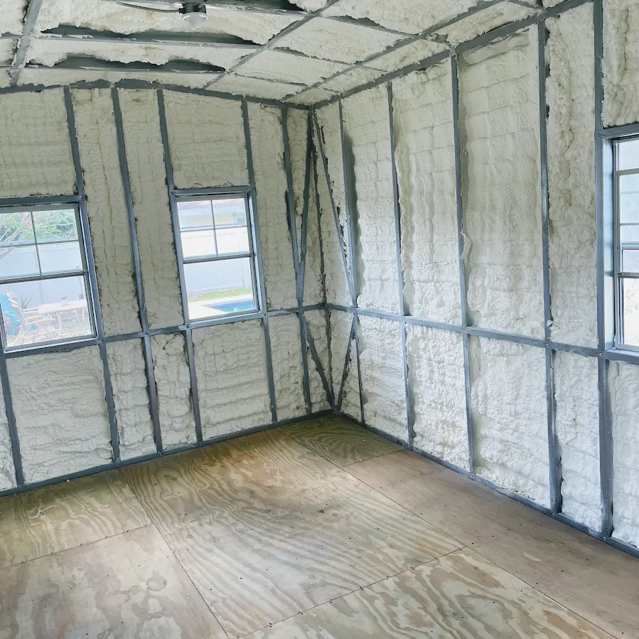 Closed-cell spray foam insulation applied to wall cavities in a residential project in Richland Hills